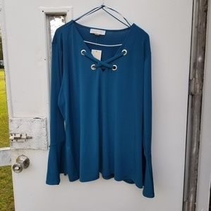 NWT Michael Kors Blue Long Sleeve Top